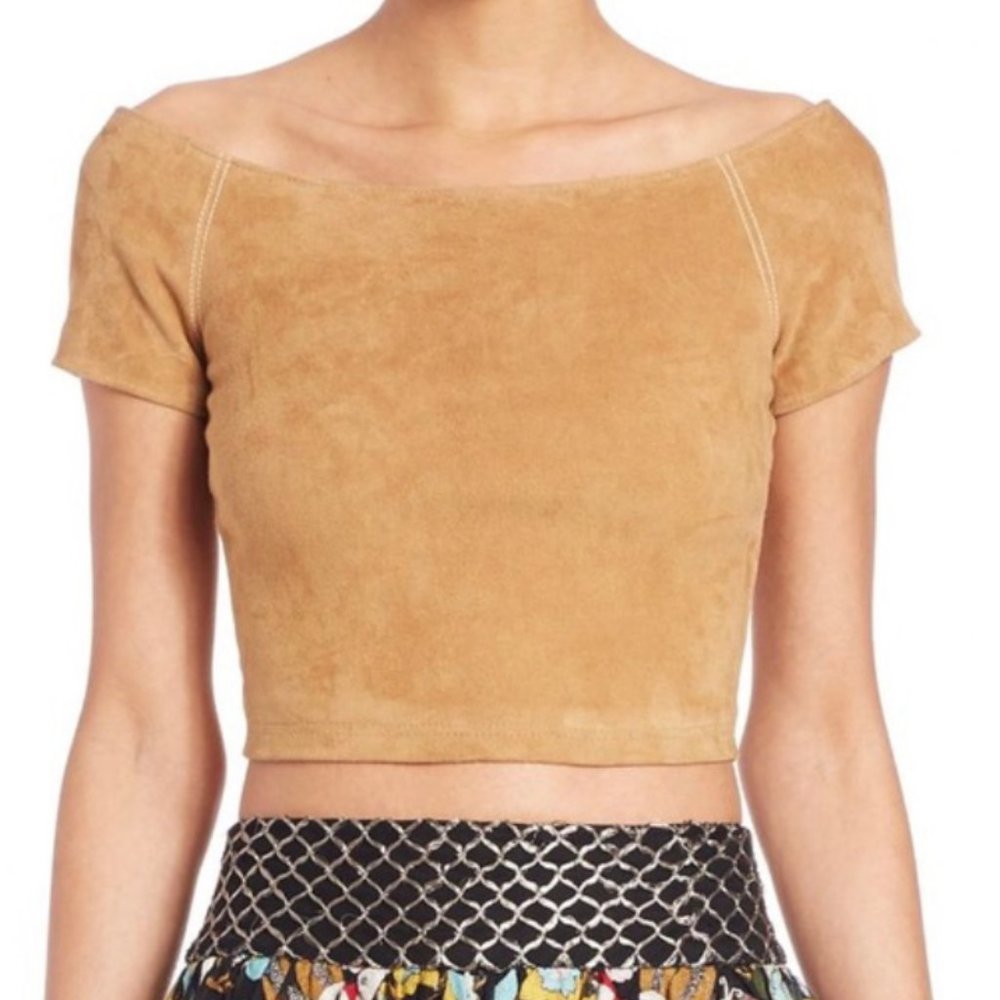 Alice & Olivia Suede Crop Top